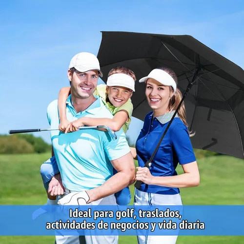 Vista 4 de Jexine Paraguas de golf abierto automático grande Negro
