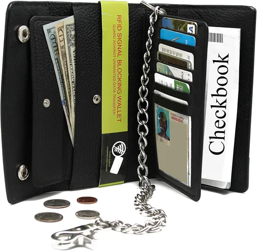 Vista 3 de J T C JUZAR TAPAL COLLECTION Billetera de cuero plegable para hombre con ventana de identificación y bolsillo con cremallera, hecha a mano, gruesa