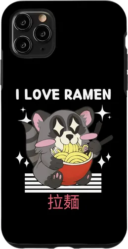 Vista 13 de iPhone 16 I Love Ramen Cute Kawaii Raccoon Eats Ramen Japanese Anime Case