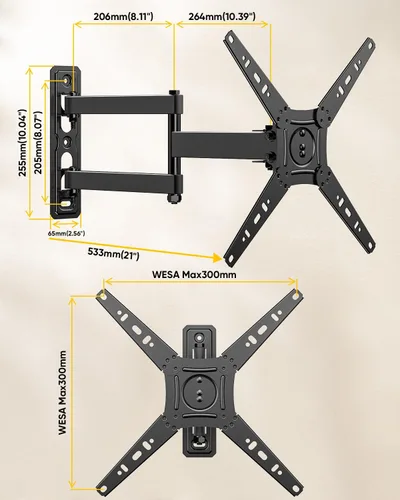Vista 8 de FORGING MOUNT Soporte de pared esquinero para TV de movimiento completo
