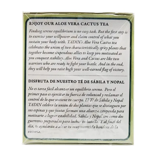 Vista 3 de Tadin Té Aloe Vera Con Cactus 24 Bolsas - Te De Sabila Con Nopal - Té