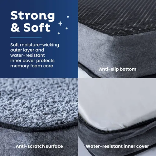 Vista 7 de Snuggle-Pedic Cama para perros de espuma viscoelástica, camas de felpa impermeables para mascotas con cubierta interior y exterior extraíble, parte