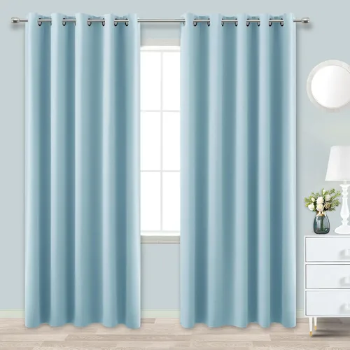 Vista 55 de KOUFALL Cortinas de Baño Aqua para Ventana, Juego de 2 Paneles Decoración Costera Cortinas Cortas Opacas para Ventana Pequeña de Cocina Puerta