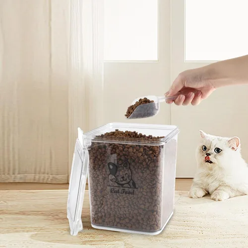 Vista 6 de Contenedor de almacenamiento de comida para gatos Recipiente hermético de comida para gatos con cuchara Contenedor de almacenamiento