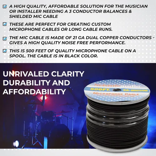 Vista 7 de Seismic Audio Cable de micrófono para altavoces, construye tu propio cable de micrófono, carrete de cable de 500 pies