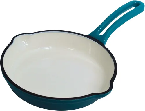 Vista 9 de MIRRO Sartén esmaltada de hierro fundido de 12 pulgadas con mango auxiliar, verde azulado