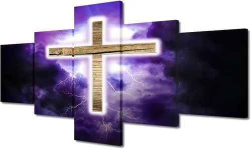 Vista 87 de TUMOVO Decoración de pared de iglesia cristiana de 3 paneles, imágenes de la resurrección de Jesús para sala de estar, dormitorio, cocina