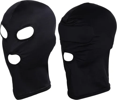 Vista 6 de 2 piezas Máscara de cara completa con ojos y boca abiertos, capucha de licra elástica y transpirable para Halloween, disfraz de cosplay unisex