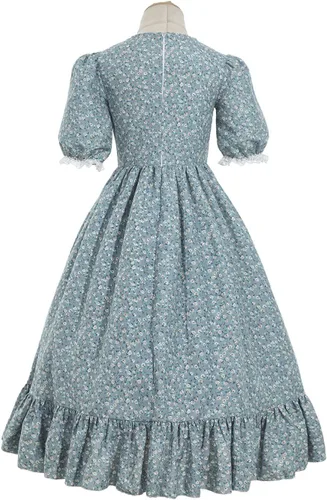 Vista 4 de Nuoqi Vestidos de pionera para niñas, disfraz colonial de Laura Ingalls Wilder
