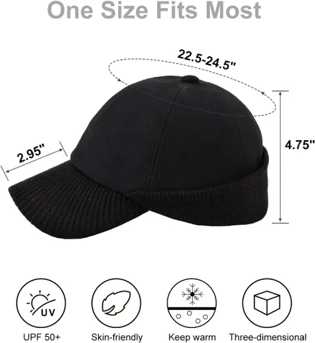 Vista 4 de ZEXIAN Paquete de 2 gorras de béisbol con visera de invierno con orejeras, gorro cálido de ala de esquí para hombre