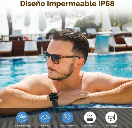 Vista 5 de Reloj inteligente para hombres y mujeres, rastreador de ejercicio: resistente al agua, respuesta de llamadas Bluetooth, haz relojes inteligentes