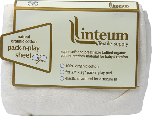 Vista 8 de Linteum Textile - Sábana para cuna de algodón orgánico natural para Pack-N-Play, algodón orgánico de punto transpirable, 1 paquete, 27 x 39 Beige