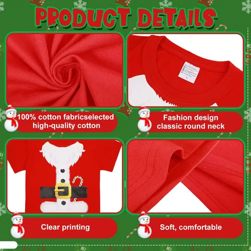 Vista 4 de Camiseta de Navidad roja de Papá Noel novedosa camiseta unisex de elfo verde para disfraz de fiesta de Navidad (Santa, XXL), Papá Noel