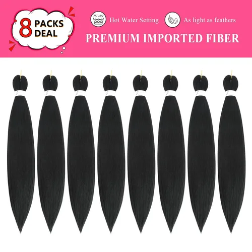 Vista 6 de Firstcyh Hair Cabello trenzado preestirado de 12 pulgadas, cabello trenzado 1B para mujeres negras, 8 paquetes de cabello trenzado bohemio