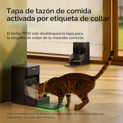 Vista 2 de PETLIBRO Alimentadores RFID para 2 gatos, sensor de collar para comidas personalizadas, reconocimiento de gatos, seguimiento de dieta y antirrobo