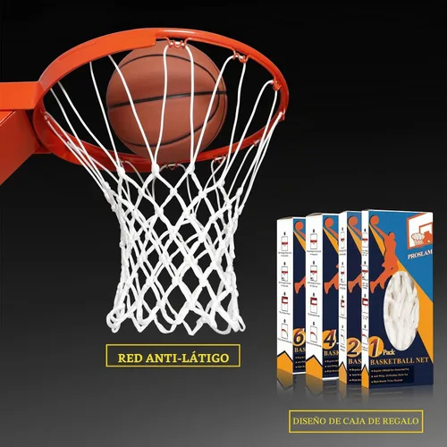 Vista 6 de Malla para aro de baloncesto profesional de alta calidad y resistente, repuesto para aro estándar, 12 argollas, no se enreda, resistente a todos