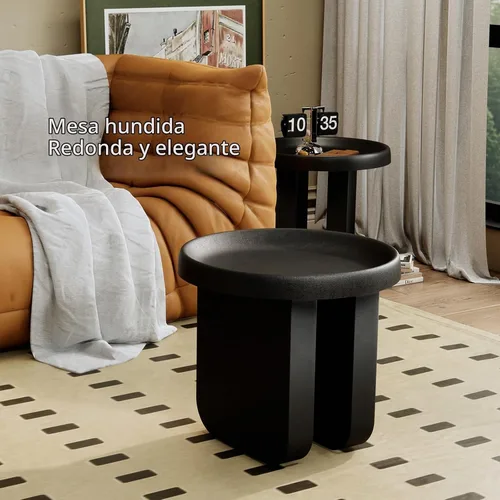 Vista 4 de Mesa auxiliar redonda, mesa auxiliar moderna, mesa de centro de metal pequeña, mesa decorativa circular única para sala de estar, dormitorio