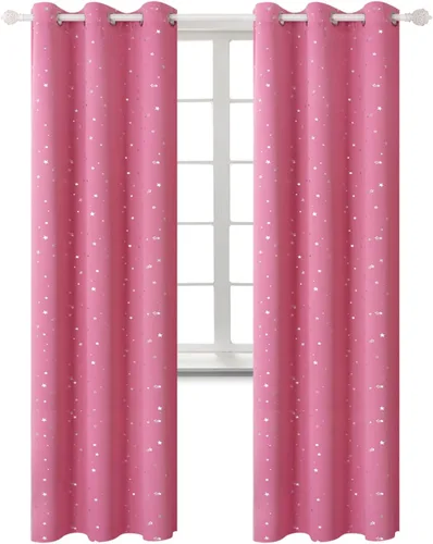 Vista 102 de BGment Cortinas opacas para dormitorio infantil, con aislamiento térmico, con ojales, estampado de estrellas plateadas, cortinas para oscurecer