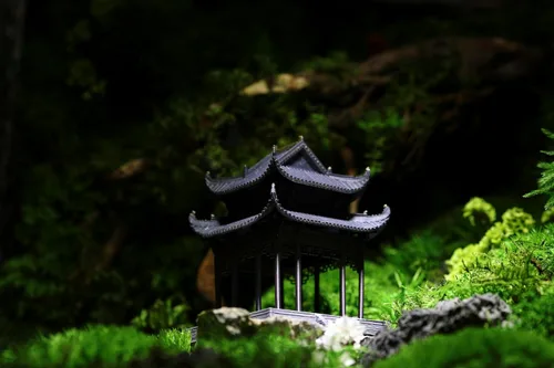 Vista 4 de KARESANSUI Pabellón chino tradicional - decoración de terrario, decoración de acuario chino, accesorios de jardín de hadas, decoración de paludario
