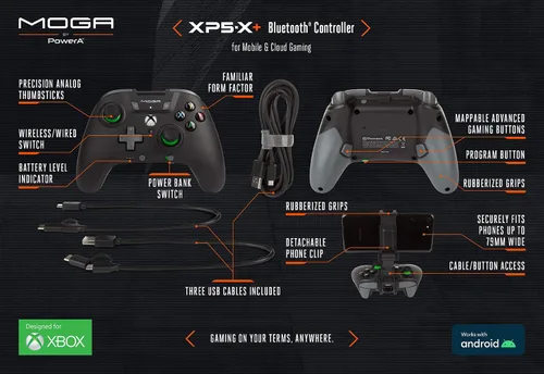 Vista 2 de PowerA MOGA XP5-X Plus Bluetooth Controller for Mobile Cloud Gaming on AndroidPC