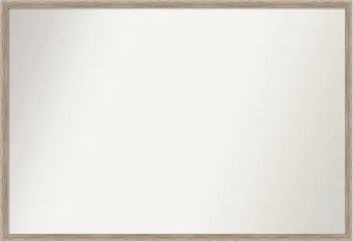 Vista 78 de Amanti Art Espejo de baño blanco para sobre el fregadero, 24 x 27 pulgadas, espejo de tocador rectangular con cuña de madera dura, marco de madera