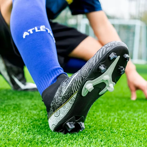 Vista 8 de Zapatos de fútbol para niños con tacos de fútbol para jóvenes, botas altas para entrenamiento al aire libre