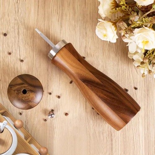 Vista 3 de XWXO 1 paquete de molinillo de pimienta de madera, molinillo de sal de 8 pulgadas, salero con rotor de cerámica ajustable, molinillo de pimienta