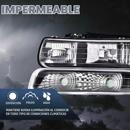 Vista 7 de G-PLUS Conjunto de faros, compatible con Chevy Silverado 1999 2000 2001 2002/Se ajusta a Suburban Tahoe 2000-2006 Faros delanteros de parachoques