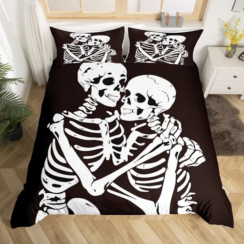 Vista 17 de Funda de edredón con diseño de murciélago, juego de ropa de cama de murciélago negro y naranja, funda de edredón temática de Halloween