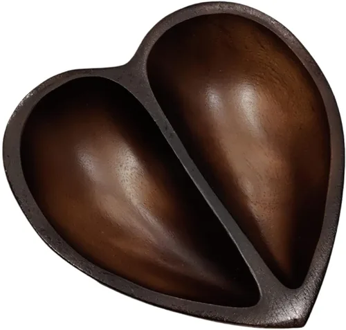 Vista 10 de WitnyStore Cuenco en forma de corazón de 6 pulgadas, funcional y coleccionable, cuenco de madera hecho a mano para servir frutos secos, postres
