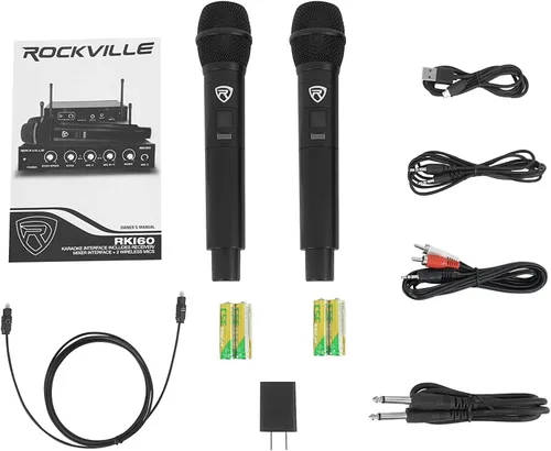 Vista 6 de RockvilIe RKI60 - Mezclador de micrófono inalámbrico dual para karaoke para sistema de cine en casa