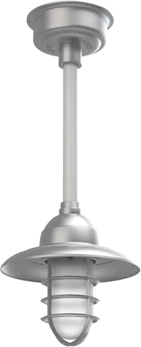Vista 2 de Cocoweb Lámpara colgante de granero de cerámica de 10" en bronce con varilla ajustable en blanco