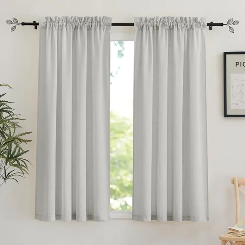 Vista 99 de RYB HOME - Cortinas de lino texturizado semitranslúcidas, privacidad media, filtro de luz, decoración de ventana para dormitorio/baño/sala de estar