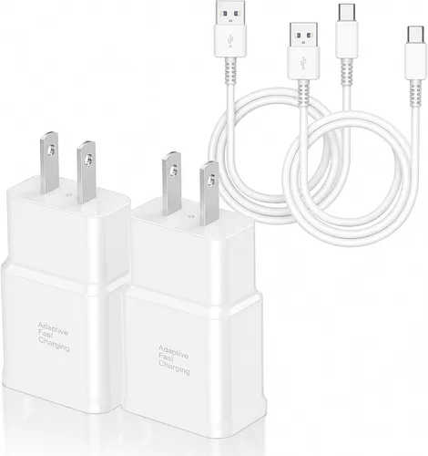 Vista 9 de Cargador tipo C de carga rápida, paquete de 2 bloques de carga USB C Android para teléfono y cable de carga de 3 pies, para Samsung Galaxy S8/S9/S10