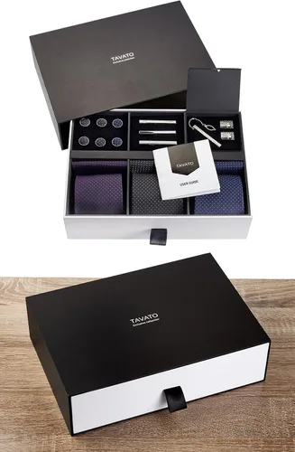 Vista 35 de Juego de corbata de regalo para hombre, corbata sedosa, bolsillo cuadrado, clips de corbata, gemelos para hombres