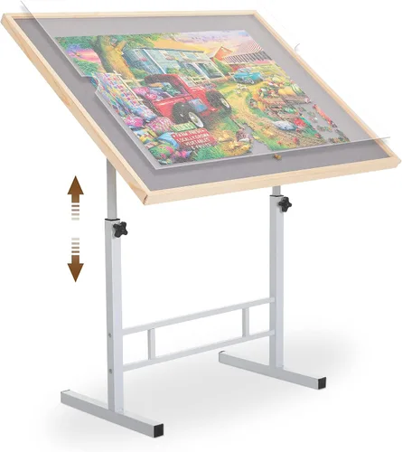 Vista 11 de Fanwer Mesa de rompecabezas de 1500 piezas con 4 cajones, mesa de rompecabezas con patas ajustables en ángulo y altura, mesas de rompecabezas