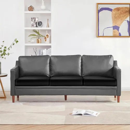Vista 6 de YISUN - Funda de cojín de cuero PU para sofá, fundas de cojín elásticas impermeables para sofá, fundas de asiento de silla de RV de cuero sintético