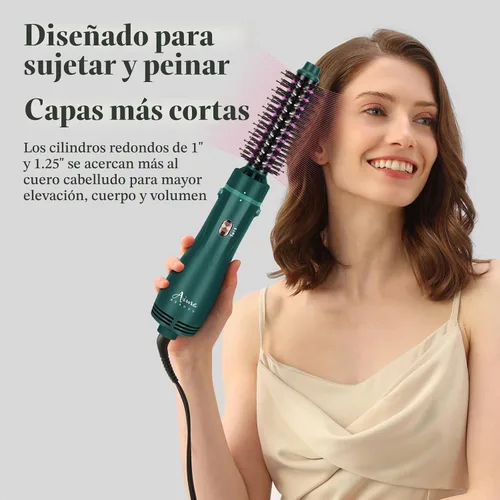 Vista 3 de Aima Beauty Juego de cepillos para secador de pelo, cepillo redondo 4 en 1 que añade brillo, suavidad, rizo y volumen para cabello corto a mediano