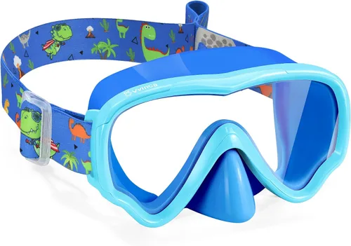 Vista 9 de Vvinca Kids-Goggles with Nose Cover, Diving Mask Elastic Fabric Strap Anti Fog Anti Shattered Lens for Kids Swim Goggles 3-14