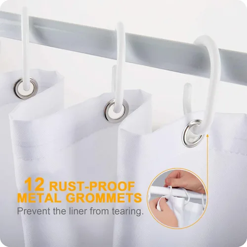 Vista 5 de Cortina de ducha personalizada divertida, impermeable, forros para cortina de ducha para hacer tus propias fotos, texto de fondo con 12 ganchos