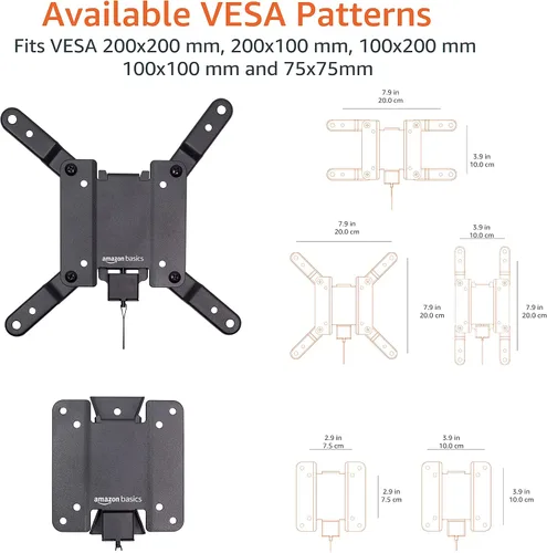 Vista 9 de Amazon Basics Soporte de pared fijo plano para TV se ajusta a TVs de 12 a 40 pulgadas y VESA 200x200, negro
