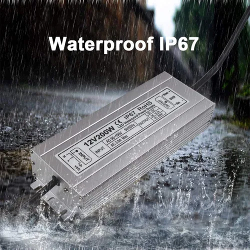 Vista 3 de Fuente de alimentación LED 200W High-powerTransformer impermeable IP67 12V DC adaptador de controlador para uso al aire libre
