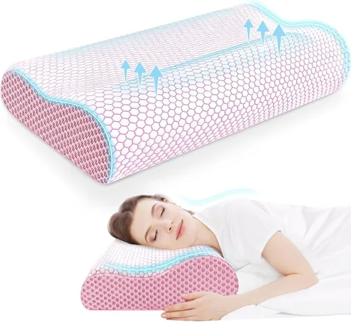 Vista 9 de CloudBliss Almohada cervical ergonómica para dormir, almohada cervical cervical para aliviar el dolor de cuello, almohada de espuma viscoelástica