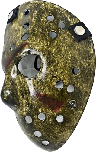 Vista 3 de Máscara de hockey de terror para Halloween, cosplay, mascarada, máscara de disfraz de Navidad con correas ajustables