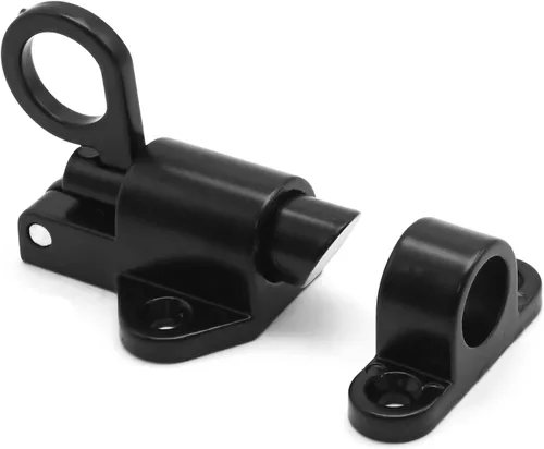 Vista 2 de 4 cerraduras de puerta de resorte negro, cierres de cierre automático de 2.3 x 1.7 pulgadas, cerradura de puerta deslizante automática resistente