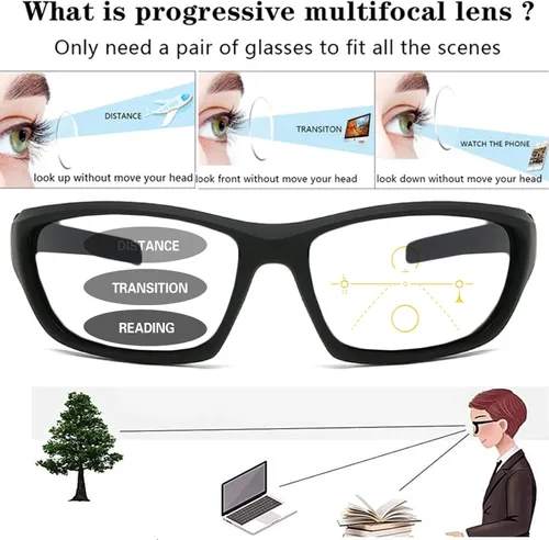 Vista 4 de Gafas de lectura multifocales progresivas fotocromáticas para hombres Protección solar Transición Deportes Presbicia Gafas de sol lector