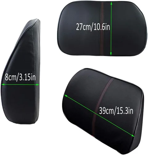 Vista 4 de Cojín lumbar de cuero artificial, almohada de apoyo para la parte inferior de la espalda del asiento del automóvil con espuma viscoelástica suave