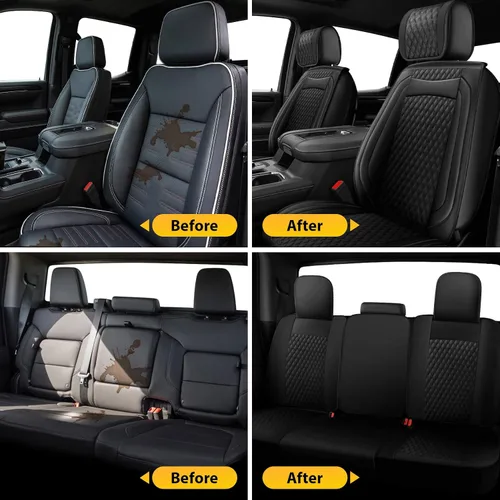 Vista 3 de Octomo Juego completo de fundas de asiento compatibles con Chevy Silverado GMC Sierra Custom Fit 2007 a 2023 1500 2500HD 3500HD Crew Double Extended