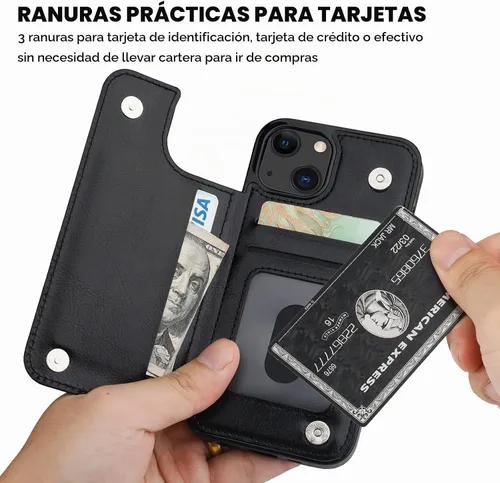 Vista 4 de ONETOP - Funda tipo cartera con tarjetero para iPhone 13, color negro Kickstand,ID/Cash Holder,Case Wallet with Card Slots,Double Magnetic