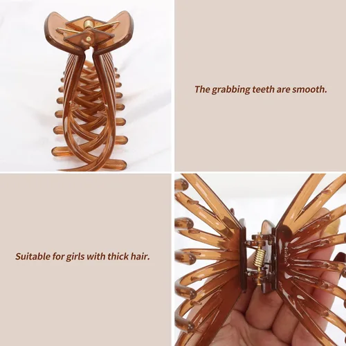 Vista 7 de Pinzas para el cabello grueso, paquete de 4 pinzas de gelatina extra grandes para mujeres, accesorios para el cabello de 4.75 pulgadas para mujeres